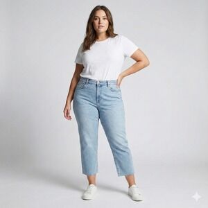 Lane Denim Womens Jeans Light Wash‎ Acid Wash Cropped Leg Button Fly Sz 18 Y2K